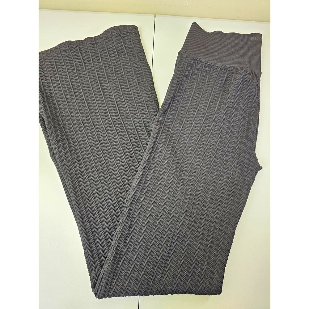 B4 PINK Victoria's Secret Black Herringbone High Rise Knit Leggings L 31in